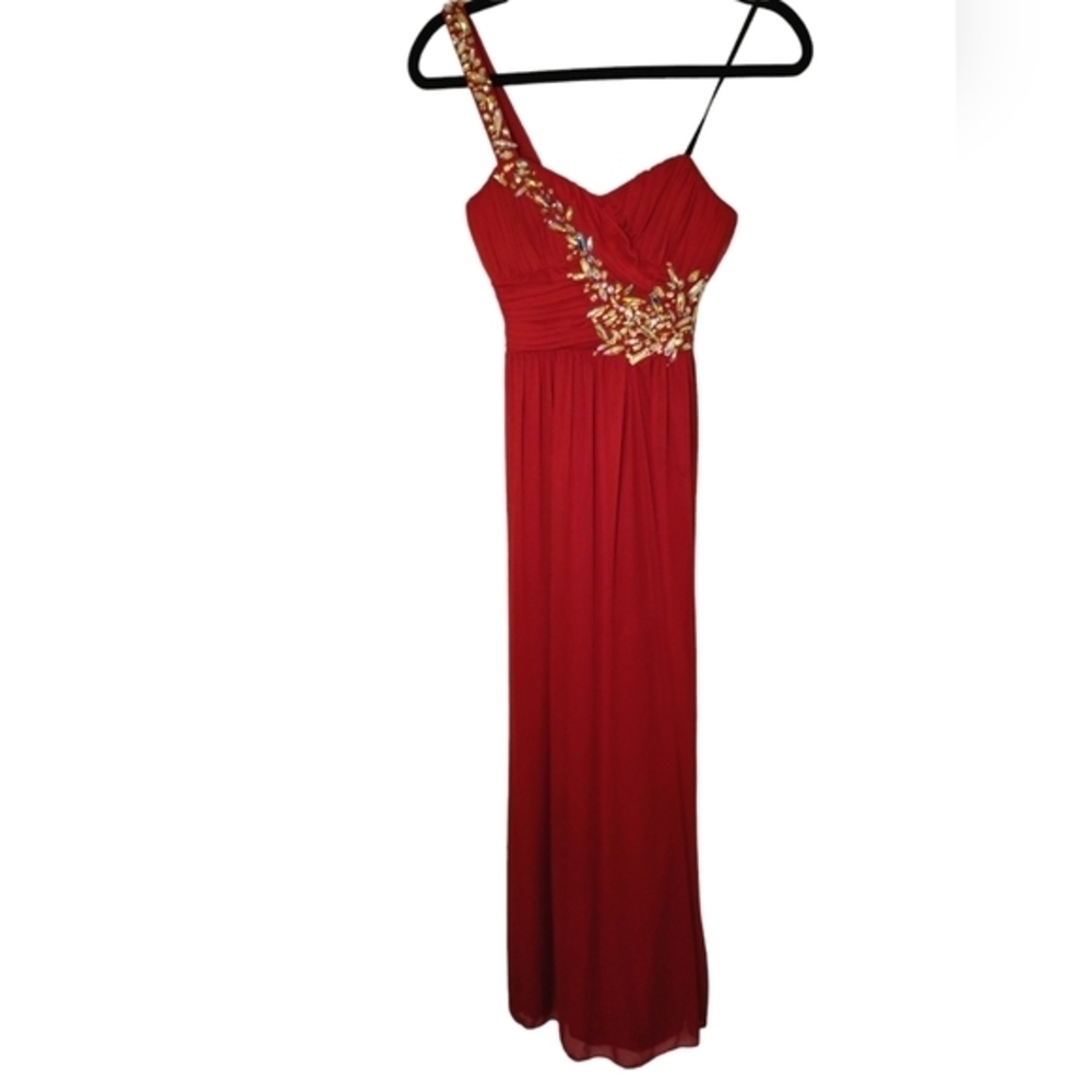 City Triangles Red one-shoulder maxi dress size Junior 1